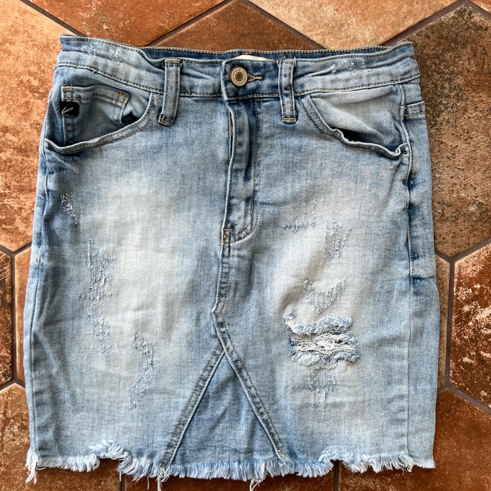 Kankan Distressed Jean Skirt Size 1